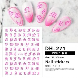 DH271-Pink   10pcs/lot  Gothic Lettering  Nail Art