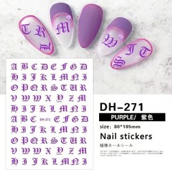 DH271-Purple   10pcs/lot  Gothic Lettering  Nail Art