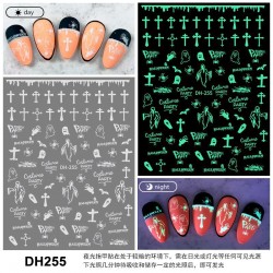 DH255  10Sheets/lot  Halloween Glow-in-the-Dark Nail Art Stickers