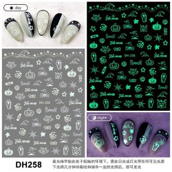 DH258  10Sheets/lot  Halloween Glow-in-the-Dark Nail Art Stickers