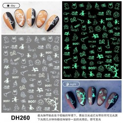 DH260  10Sheets/lot  Halloween Glow-in-the-Dark Nail Art Stickers