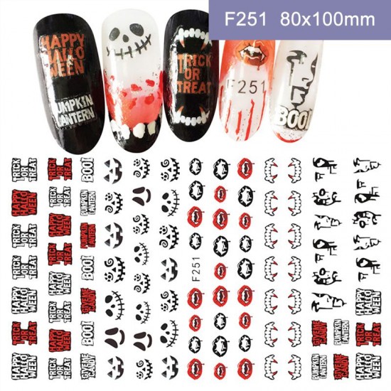 F251  10Sheets/lot  Halloween Nail Art Stickers