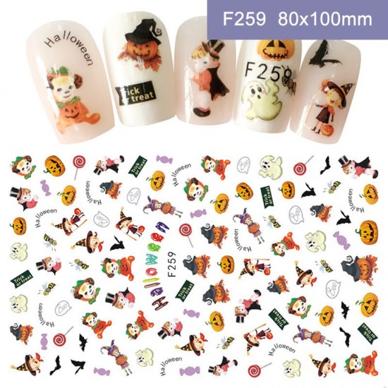 F259  10Sheets/lot  Halloween Nail Art Stickers