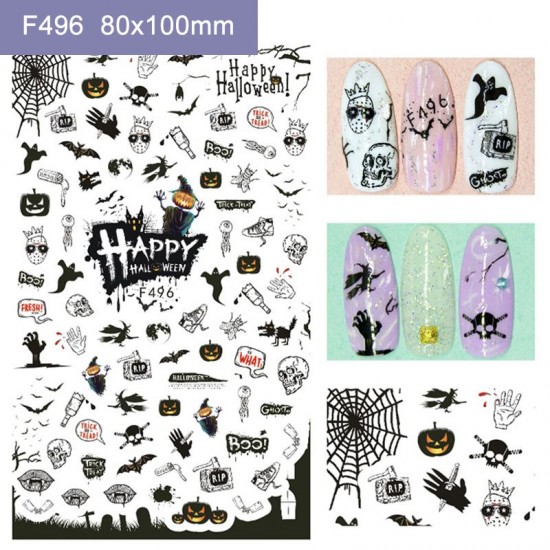 F496  10Sheets/lot  Halloween Nail Art Stickers