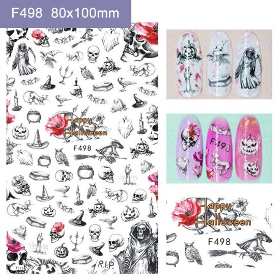 F498  10Sheets/lot  Halloween Nail Art Stickers