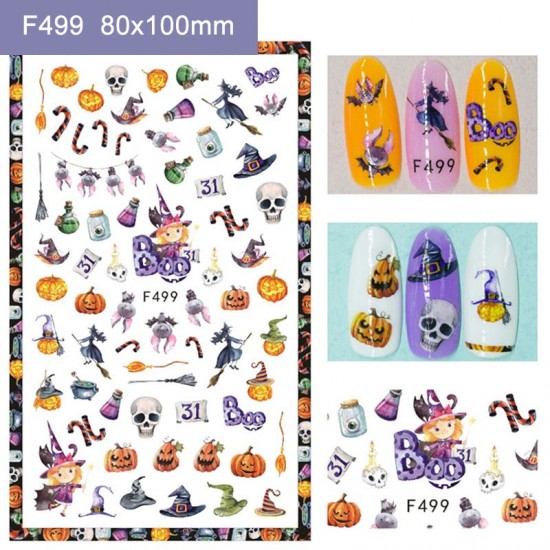 F499  10Sheets/lot  Halloween Nail Art Stickers