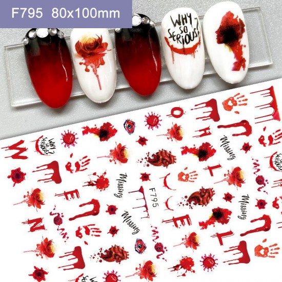 F795  10Sheets/lot  Halloween Nail Art Stickers