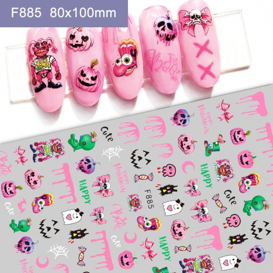 F885  10Sheets/lot  Halloween Nail Art Stickers