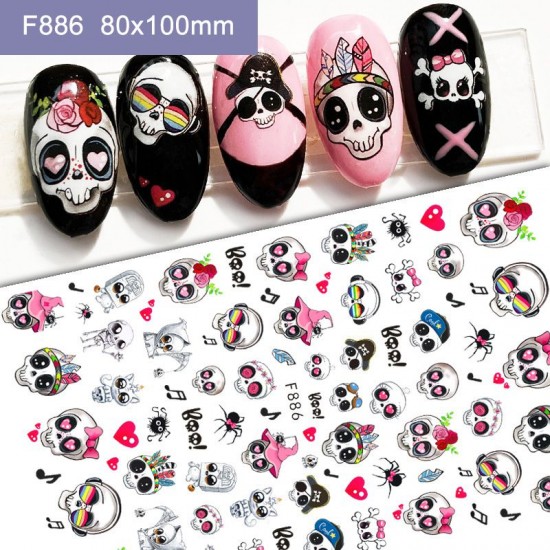 F886  10Sheets/lot  Halloween Nail Art Stickers