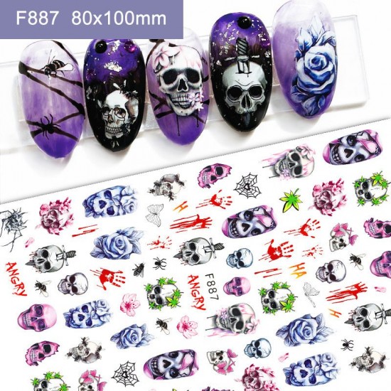 F887  10Sheets/lot  Halloween Nail Art Stickers