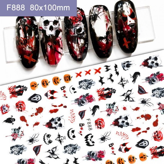 F888  10Sheets/lot  Halloween Nail Art Stickers