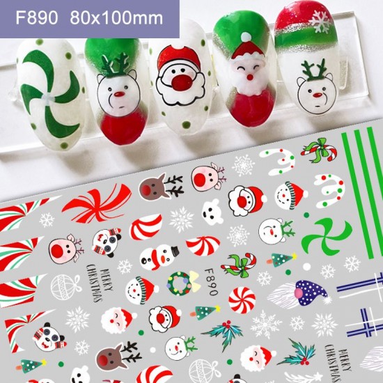 F890 10Sheets/lot  Christmas Nail Art Stickers