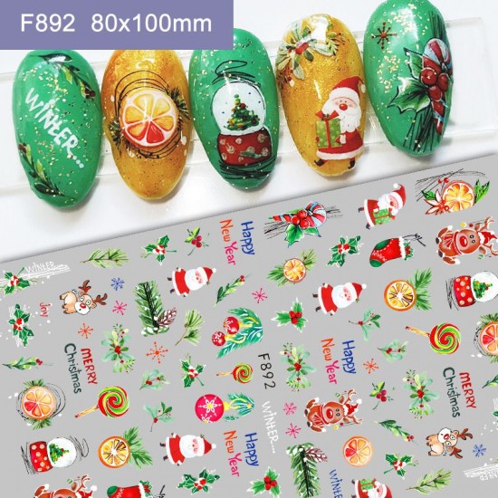 F892 10Sheets/lot  Christmas Nail Art Stickers