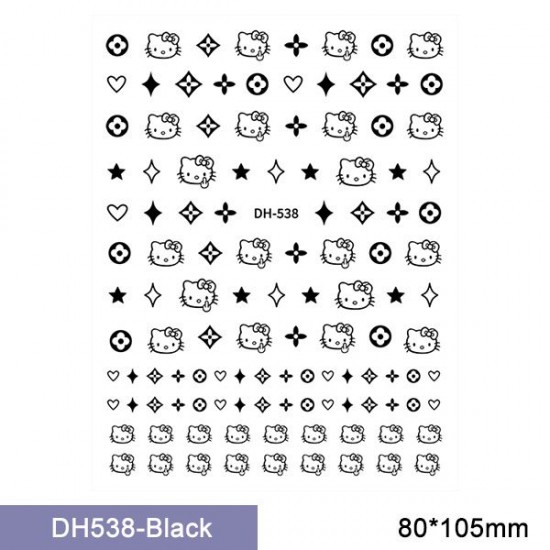 DH538-Black   10pcs/lot LV/Hello Kitty Nail Art