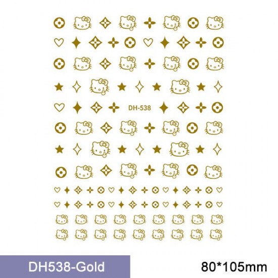 DH538-Gold   10pcs/lot LV/Hello Kitty Nail Art