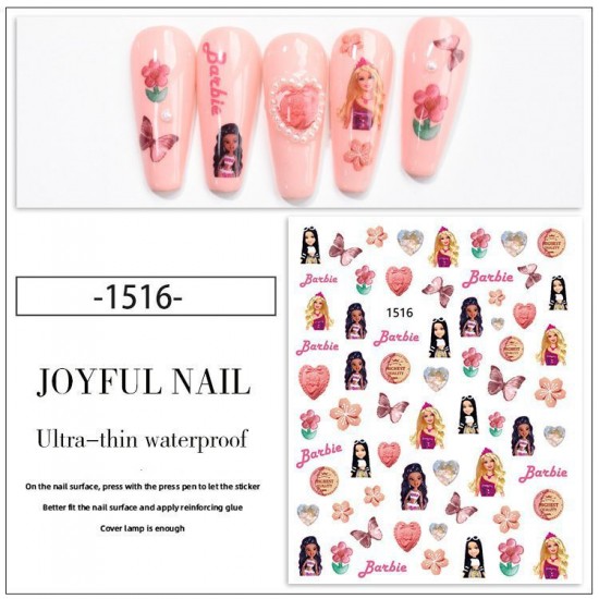 JO1516   10sheets/lot Barbie Nail Stickers