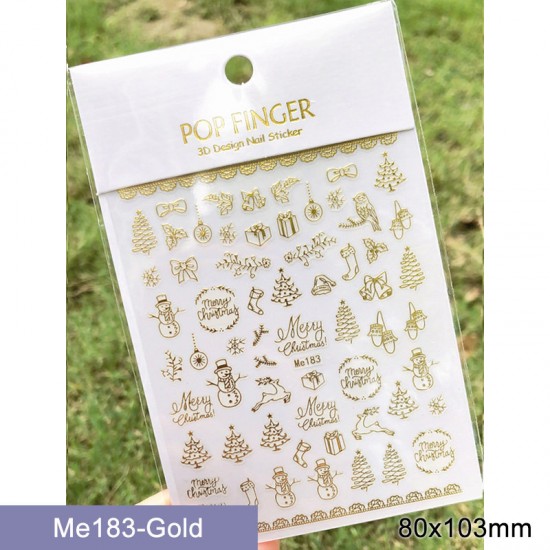 Me183-Gold  10pcs/lot Christmas Nail Stickers