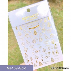 Me189-Gold  10pcs/lot Christmas Nail Stickers