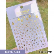 Me190-Gold  10pcs/lot Christmas Nail Stickers