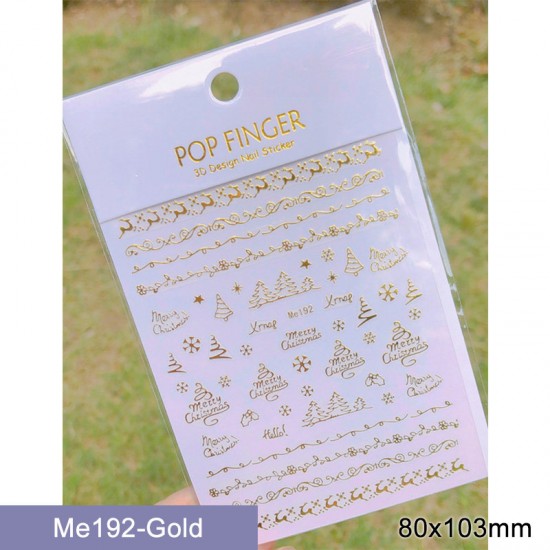 Me192-Gold  10pcs/lot Christmas Nail Stickers