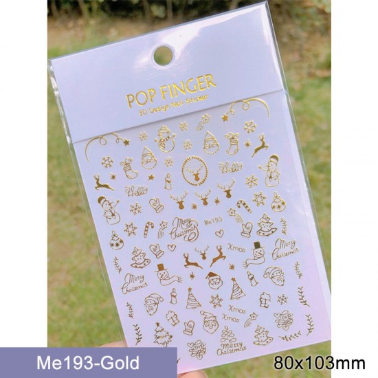 Me193-Gold  10pcs/lot Christmas Nail Stickers