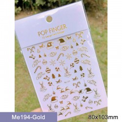 Me194-Gold  10pcs/lot Christmas Nail Stickers