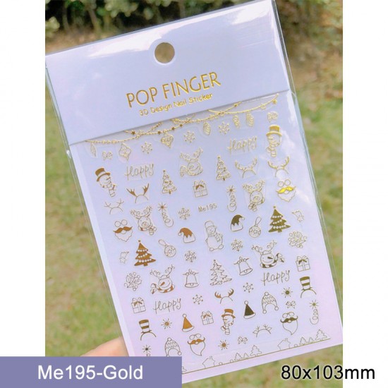 Me195-Gold  10pcs/lot Christmas Nail Stickers