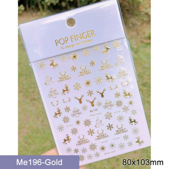 Me196-Gold  10pcs/lot Christmas Nail Stickers