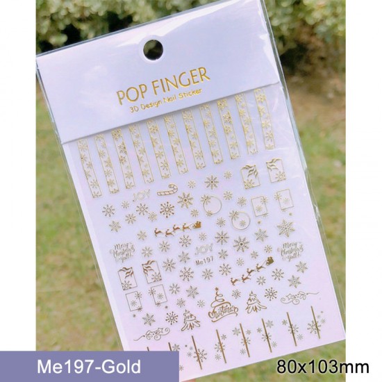 Me197-Gold  10pcs/lot Christmas Nail Stickers