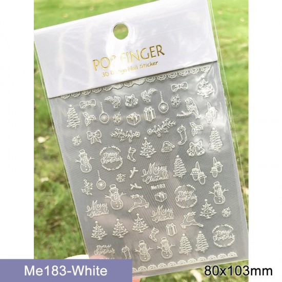 Me183-White  10pcs/lot Christmas Nail Stickers