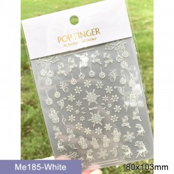 Me185-White  10pcs/lot Christmas Nail Stickers