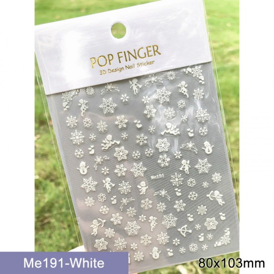 Me191-White  10pcs/lot Christmas Nail Stickers