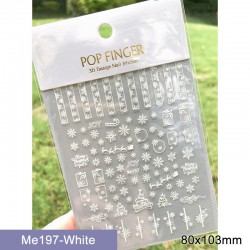 Me197-White  10pcs/lot Christmas Nail Stickers