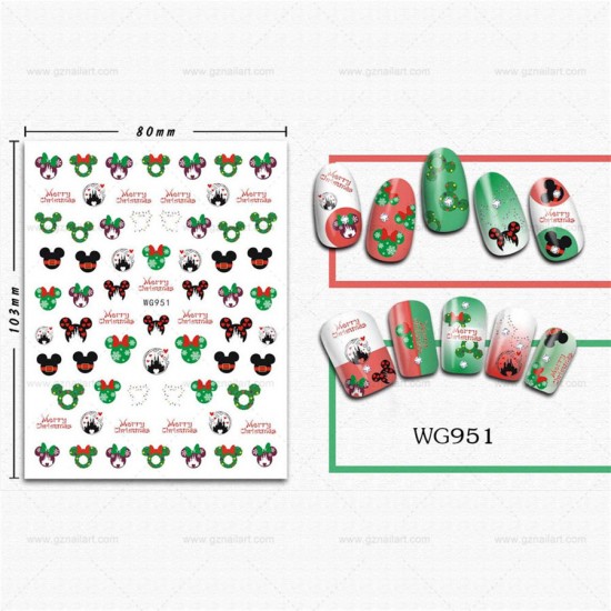 WG951  10pcs/lot Christmas Nail Stickers