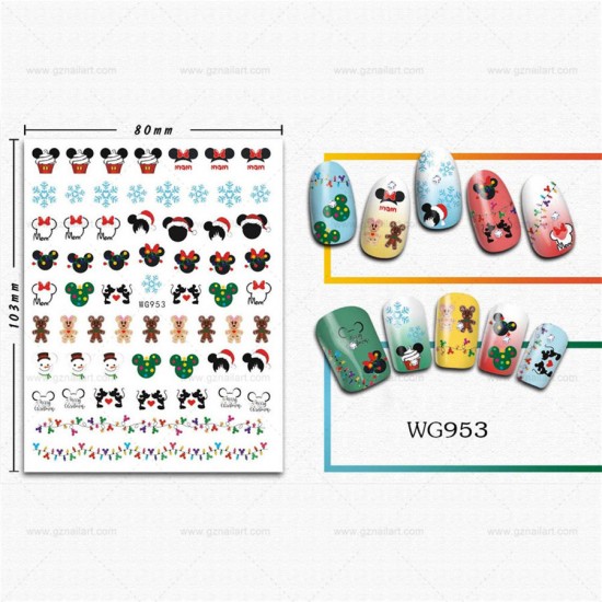 WG953  10pcs/lot Christmas Nail Stickers