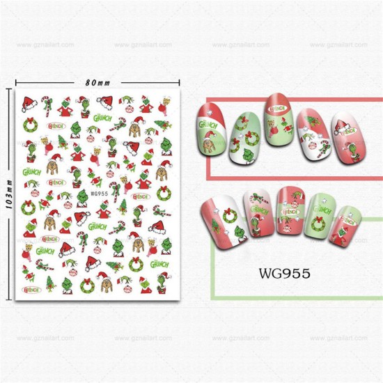 WG955  10pcs/lot Christmas Nail Stickers