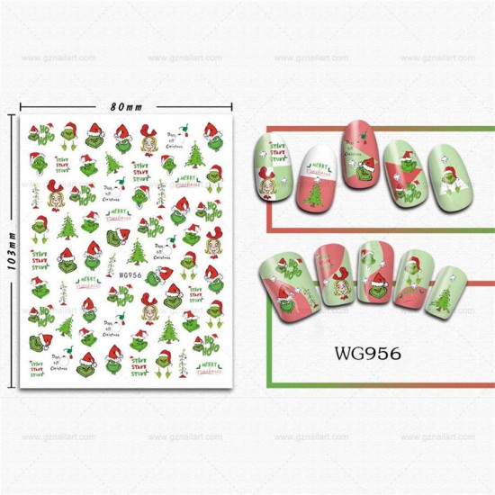 WG956  10pcs/lot Christmas Nail Stickers