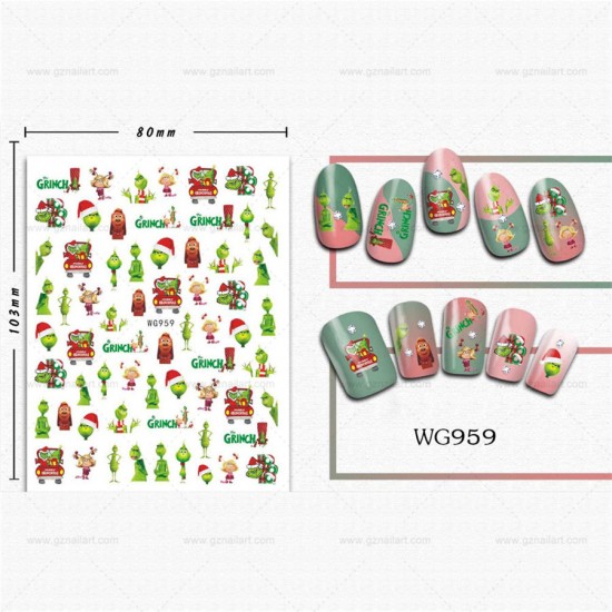 WG959  10pcs/lot Christmas Nail Stickers