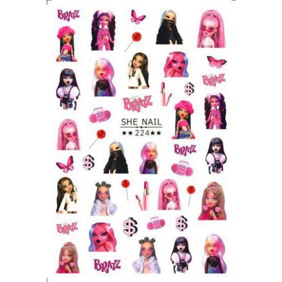 SHE224   10sheets/lot Bratz Nail Stickers