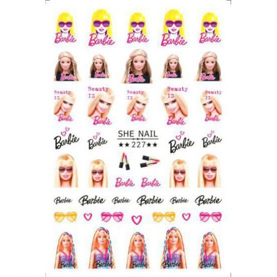 SHE227   10sheets/lot Barbie Nail Stickers