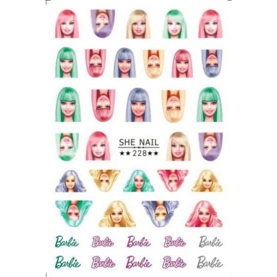 SHE228   10sheets/lot Barbie Nail Stickers