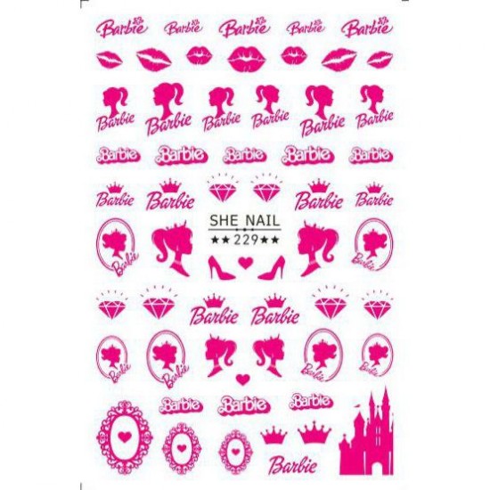 SHE229   10sheets/lot Barbie Nail Stickers