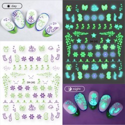 DH242  10Sheets/lot  Christmas Glow-in-the-Dark Nail Art Stickers