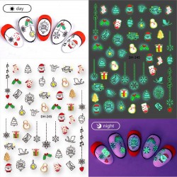 DH245  10Sheets/lot  Christmas Glow-in-the-Dark Nail Art Stickers