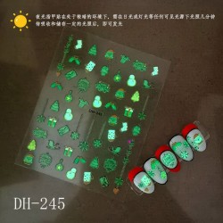 DH245  10Sheets/lot  Christmas Glow-in-the-Dark Nail Art Stickers