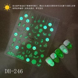 DH246  10Sheets/lot  Christmas Glow-in-the-Dark Nail Art Stickers