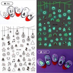 DH248  10Sheets/lot  Christmas Glow-in-the-Dark Nail Art Stickers