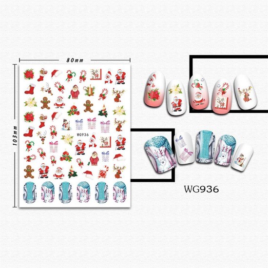 WG936  10pcs/lot Christmas Nail Stickers