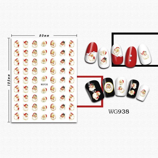 WG938  10pcs/lot Christmas Nail Stickers