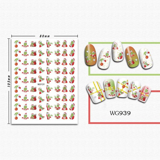 WG939  10pcs/lot Christmas Nail Stickers